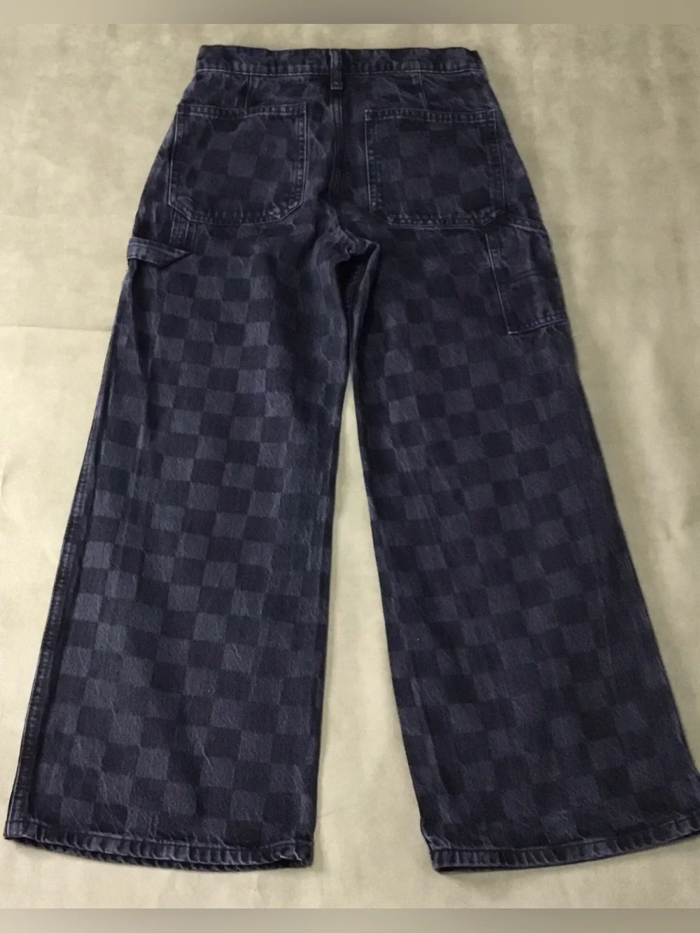 GAP Teen Gray 12 Wide Stride Checkerboard Relaxed Jeans - K802